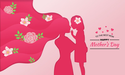 Obraz na płótnie Canvas Happy mother's day paper cut style celebration banner. Vector design background