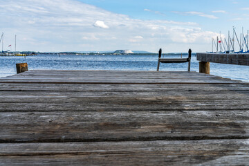 A jetty with view at the Steinhuder Meer in Mardorf, Lower Saxony, Germany