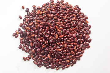 Fresh organic red kidney beans or rajma on white isolated background.