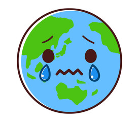 地球のキャラクター　泣く　イラスト