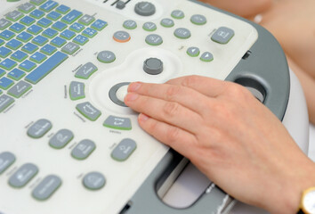 Medical equipment, ultrasound machine closeup 
