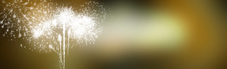Abstract banner background , Fireworks in a gold background with copy space in  the middle to insert words.