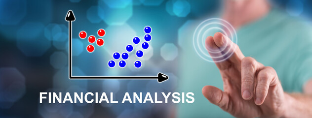 Man touching a financial analysis concept