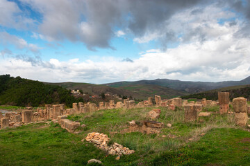 Djemila, the archaeological zone of the well preserved Berber-Roman ruins in North Africa, Algeria.