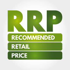 RRP - Recommended Retail Price acronym, business concept background