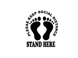 Please keep social distance floor sticker and sign, black and white banner 