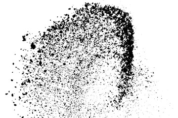 Black grainy texture isolated on white background. Dust overlay. Dark noise granules. Digitally generated image. Vector design elements. Illustration, Eps 10.