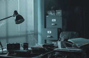 Messy abandoned office after company shut down