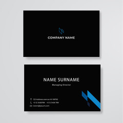 black and blue name card business flat design template