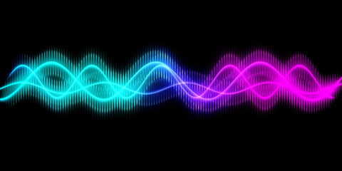 Sound wave line multicolor music abstract background. Neon light curved with colorful graphic design.