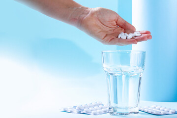 Healthcare concept on blue