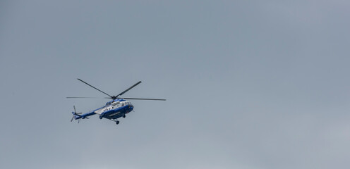 Police helicopter monitoring the situation