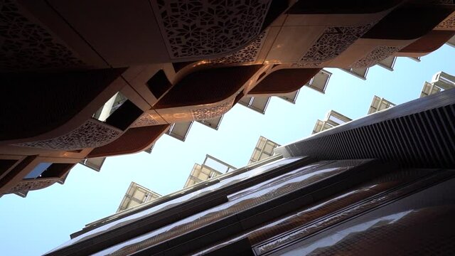 solar panels on the roofs of a house in a modern building. Masdar City Abu Dhabi UAE