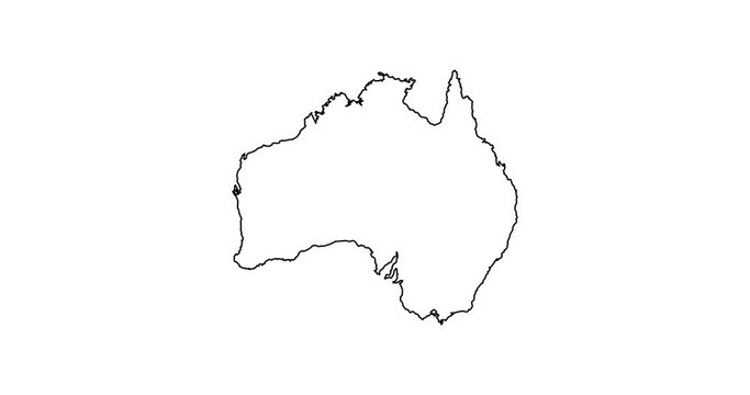 Map of Australia. Luma Matte included. 4k video
