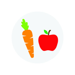 carrot and apple icon. diet vector symbol detox
