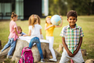 African American primary school boy.