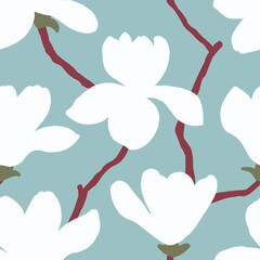 Minimalist magnolia. Seamless pattern