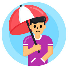
Avatar with umbrella icon, flat design vector 

