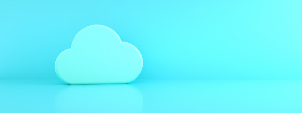 cloud over blue background, cloud storage information, 3d render, panoramic image
