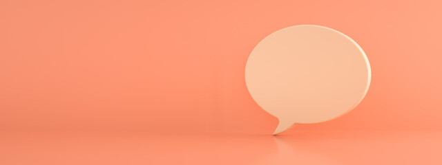 dialogue icon over pink background, 3d render, panoramic image
