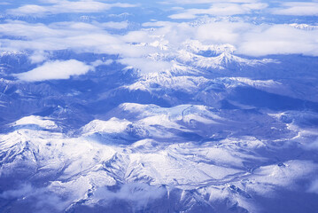 Fototapeta na wymiar Aerial view over the volcanoes of Kamchatka, Russian Far East, Russia