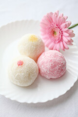 Japanese ice cream Mochi in rice dough. Traditional Japanese dessert 