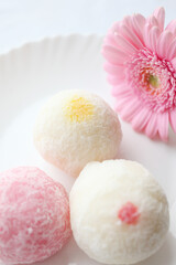 Japanese ice cream Mochi in rice dough. Traditional Japanese dessert 