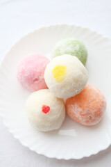 Japanese ice cream Mochi in rice dough. Traditional Japanese dessert 