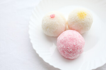 Japanese ice cream Mochi in rice dough. Traditional Japanese dessert 