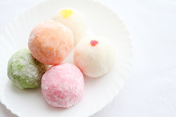 Japanese ice cream Mochi in rice dough. Traditional Japanese dessert 