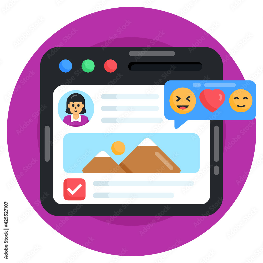 Canvas Prints web feedback icon, flat round visual with editable graphics