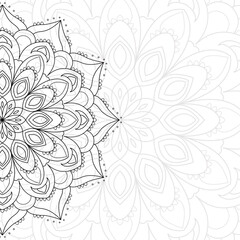 Mandala postcard. Antistress coloring book. Oriental drawing. Vector illustration. For coloring, invitations, congratulations, banners, flyers, business cards.