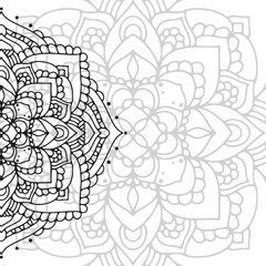 Mandala postcard. Antistress coloring book. Oriental drawing. Vector illustration. For coloring, invitations, congratulations, banners, flyers, business cards.