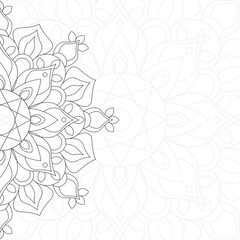 Mandala postcard. Antistress coloring book. Oriental drawing. Vector illustration. For coloring, invitations, congratulations, banners, flyers, business cards.