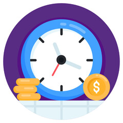 
Time is money flat round design 

