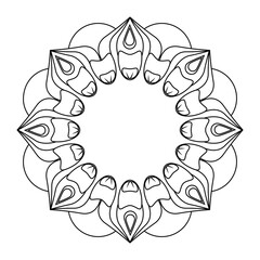 Mandala. Antistress coloring book. Template for mehendi. Oriental drawing. Vector illustration. Isolated on a white background.