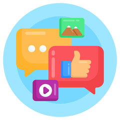 
A social media testimonials icon flat round design 

