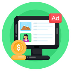 
Icon of content ads in flat round design 

