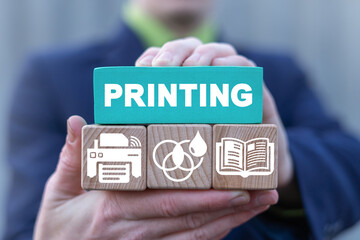 Concept of printing technology. Publishing inustry. Print modern service.