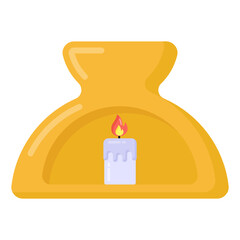 
Burning candlestick denoting icon of scented candle 

