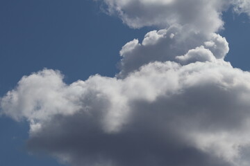 There are clouds in the sky. The blue sky is covered with clouds. Cloudy. Clouds in the sky. 