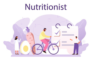 Nutritionist concept. Nutrition therapy with healthy food and physical