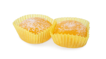 Delicious mochi on white background. Traditional Japanese dessert