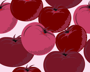 Seamless monochrome pattern of tomatoes