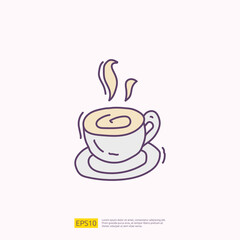 hot coffee cup for cafe concept vector illustration. hand drawing doodle fill color icon sign symbol