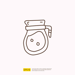 coffee or tea kettle jug for cafe concept vector illustration. hand drawing doodle linear icon sign symbol