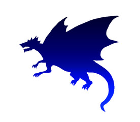 Dragon blue gradient silhouette design