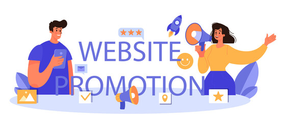 Website promotion typographic header. Online business promotion