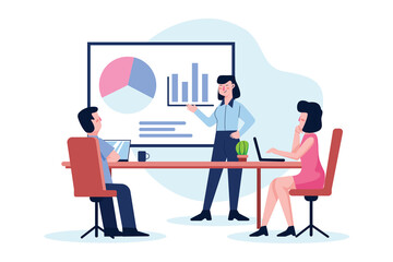 Flat design people on business training illustrated