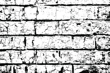 Texture of the exterior brick wall with stripped paint. Abstract rough city background of brick bricks. Vector illustration. Overlay template.